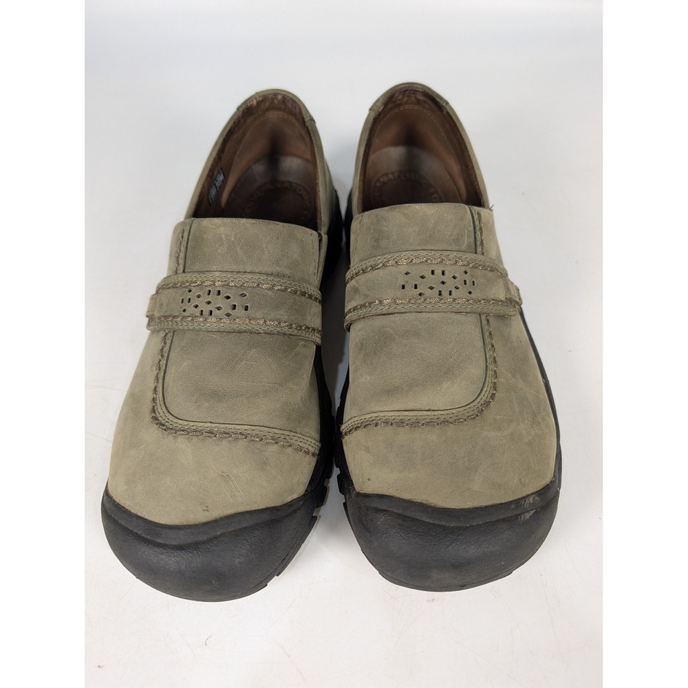 KEEN Presidio Leather Slip On Shoes Womens 11 Olive Green Khaki Loafers 1007738 - Picture 2 of 5